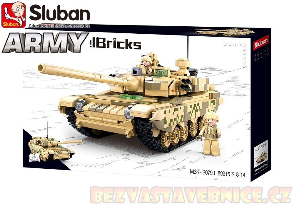 SLUBAN Army Model Bricks - Hlavní Bitevní tank 2v1